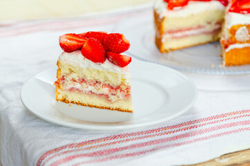Obraz na płótnie Canvas Homemade Strawberry Cake