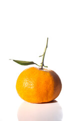 Mandarin, tangerine fruit and segments isolated on white background.
