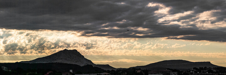 the Sainte Victoire mountain, in the morning light, after the storm