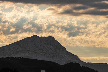the Sainte Victoire mountain, in the morning light, after the storm