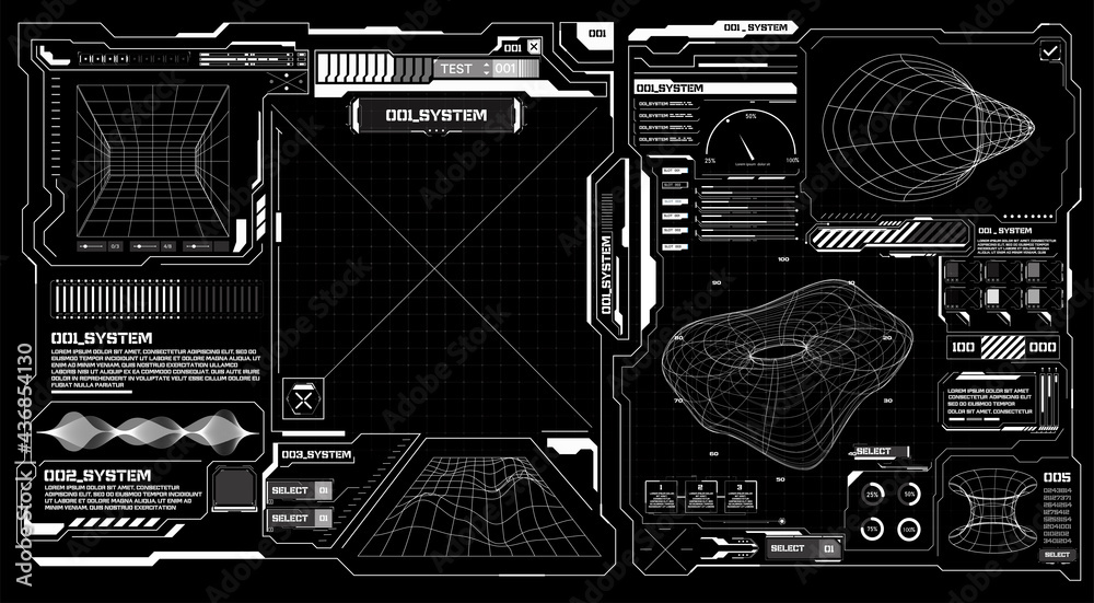 Aufkleber abstract digital technology ui, ux futuristic hud, fui, virtual interface. callouts titles and frame