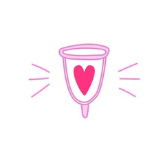Menstrual cup with heart. Vector illustration