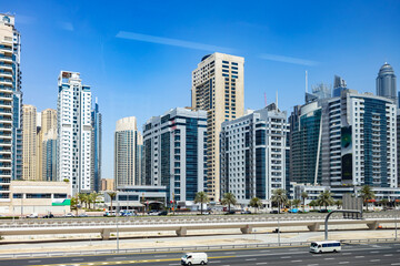 Obraz na płótnie Canvas Sheikh Zayed Road on sunny day. Dubai, UAE