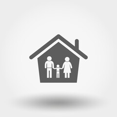 Family icon. Silhouette. Vector illustration. Flat design style.