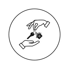 Handing over the keys of the house from hand to hand.