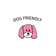 dog with the inscription dog friendly 