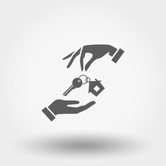 Handing over the keys of the house from hand to hand.