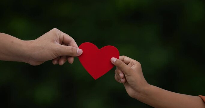 Hand give paper heart shape