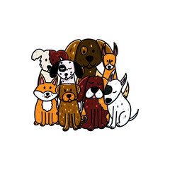 set of dogs of various breeds