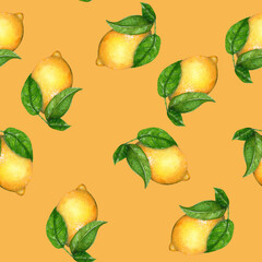 Lemons watercolor pattern