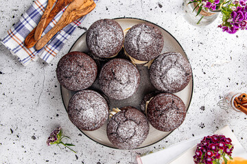 Fresh baked american chocolate whoopie pies with cream filling © Hihitetlin