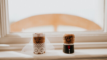 Bride & Groom Corks at Wedding