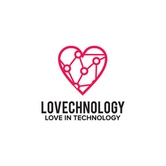 Love technology logo design template