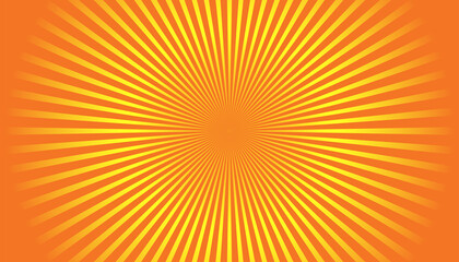 Spinning retro rays comic yellow background. Vintage pop art yellow and orange.