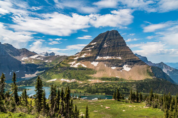 majestic Bear hat mountain  in summer at the Glacier National Park in Montana.