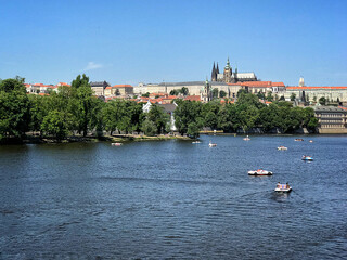 Fototapeta premium view over the river to Prague