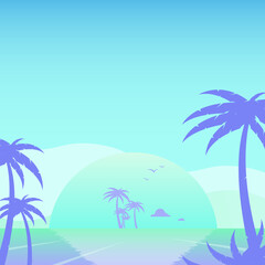 Tropical landscape with island and palms.