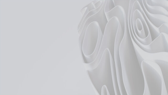 White 3D Undulating lines arranged to create a Light abstract wallpaper. 3D Render with copy-space.  