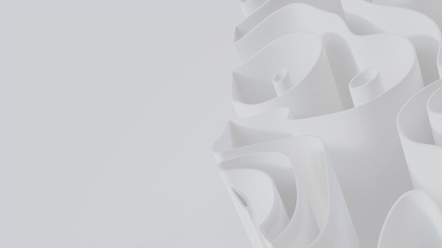 Abstract background created from White 3D Waves. Light 3D Render with copy-space.  