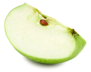 piece of green apple isolated on white background. clipping path