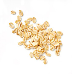 Oat flakes isolated on white background. Flakes for oatmeal and granola. Image of oat flakes for you design.
