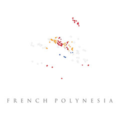 french polynesia map with flag. Map of French Polynesia with flag isolated on white background. Overseas country and collectivity of France. Vector illustration. - obrazy, fototapety, plakaty
