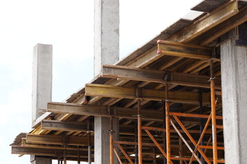 construction site of a building made of expanded clay concrete blocks formwork and walls