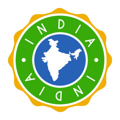 India Badge Map Vector Seal. National Symbol Country Stamp Design Icon Label. 