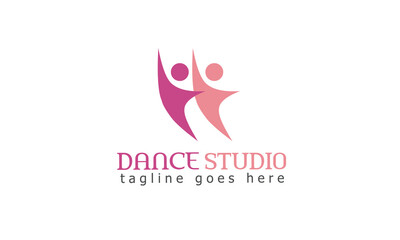 Dance studio logo design. People logo template isolated on white. Vector