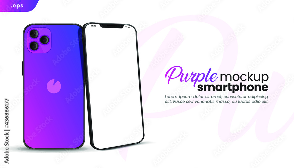 Fototapete blue gradient smartphone frame less blank screen, front and back. mockup device. ui ux template for 