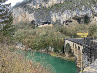 Fortified cave of Pierre Chatel city Virignin in France