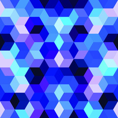 Obraz na płótnie Canvas Hexagon grid blue seamless vector background. Childish polygons six corners geometric design.
