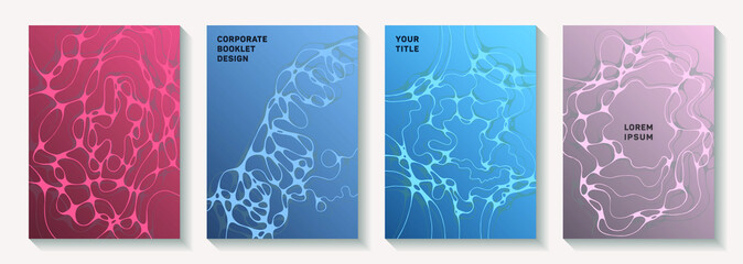 Biotechnology and neuroscience vector covers with neuron cells structure.