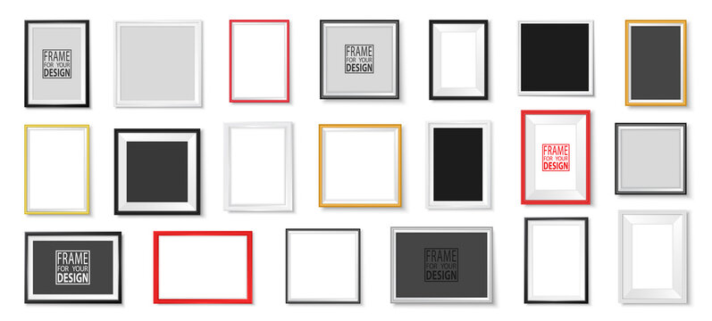 Frames vector set. Photoframe mockup collection. Realistic empty framings for your design. Templates for picture, painting, poster, lettering or photo gallery.