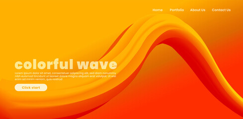 Colorful wave. Asbtract orange background website Landing Page. Template for websites, or apps. Modern design, wave effect. Abstract vector style.