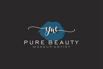 Initial YW Watercolor Lips Premade Logo Design, Logo for Makeup Artist Business Branding, Blush Beauty Boutique Logo Design, Calligraphy Logo with creative template. - obrazy, fototapety, plakaty