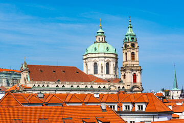 Fototapeta premium Baroque cupola of Saint Nicholas Church in Lesser Town of Prague, Czech Republic