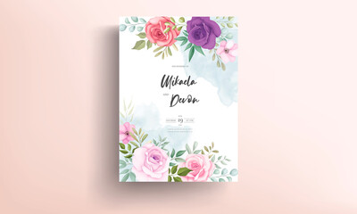Beautiful wedding invitation card with soft floral ornaments