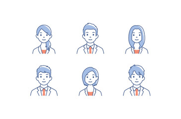 Set of avatars. Characters of business men and women. Isolated on white background. Vector illustration in flat style.