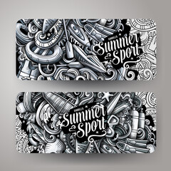 Cartoon cute vector doodles Water Sports banners