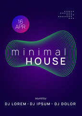 Neon club flyer. Electro dance music. Trance party dj. Electronic sound fest. Techno event poster.