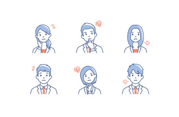 Set of avatars. Characters of business men and women. Isolated on white background. Vector illustration in flat style.