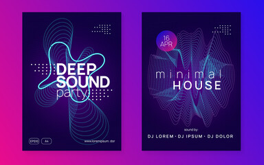 Neon electronic party flyer. Electro dance music. Techno fest event. Trance sound. Club dj poster.