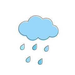 Raindrops falling from the cloud. Vector illustration