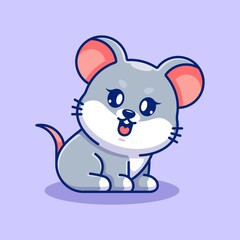 Cute baby mouse sitting cartoon
