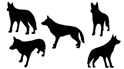 set of Dogs vector silhouette illustration isolated on white background