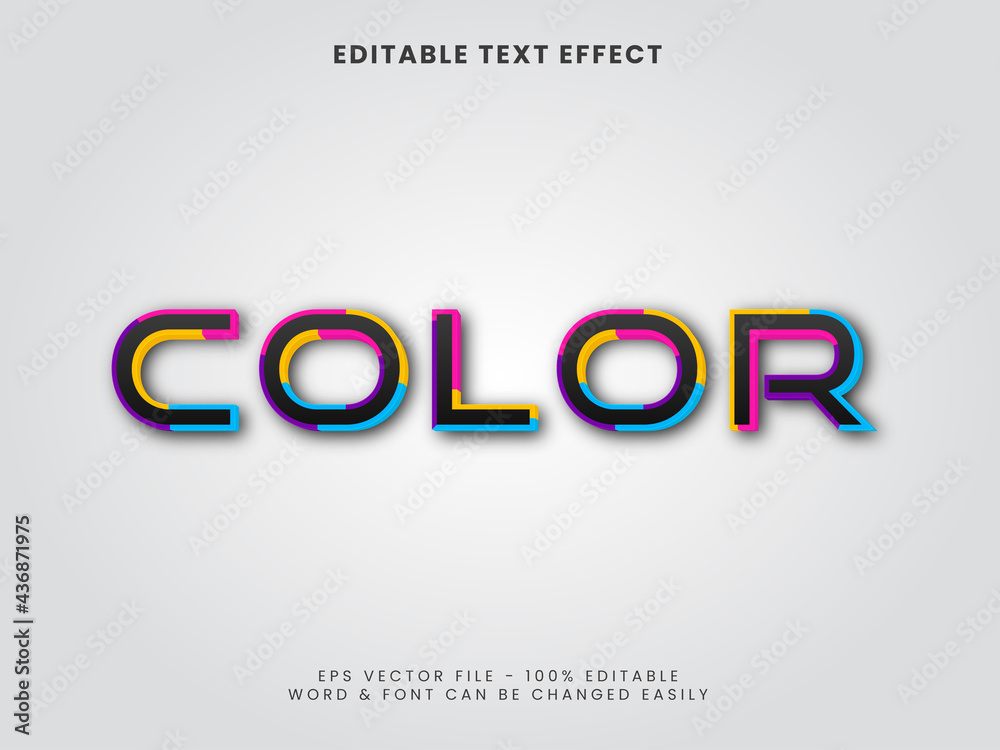 Poster 3d colorful text effect. editable text effect vector.