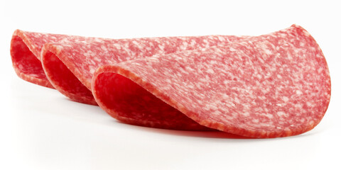 German Salami Slices - Isolated on white Background