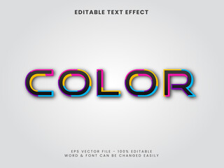3d colorful text effect. Editable text effect vector.