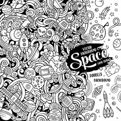 Cartoon cute doodles Space frame card